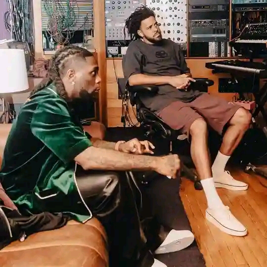 Burna Boy Spotted In Studio With J.Cole