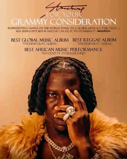 66th Grammys: Stonebwoy Submits His ‘5th Dimension’ Album For Consideration